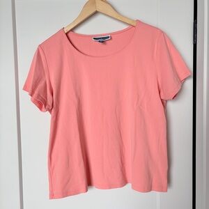 Karen Scott Coral Cotton Tee | Large | Soft Girl Summer Elevated Basic Spring